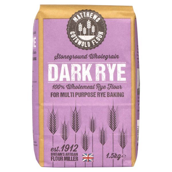 Matthews Cotswold Flour Stoneground Dark Rye 1.5kg (Pack of 5)