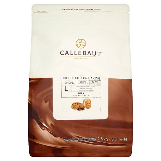 Callebaut Chocolate Drops for Baking Milk 2.5kg (Pack of 4)