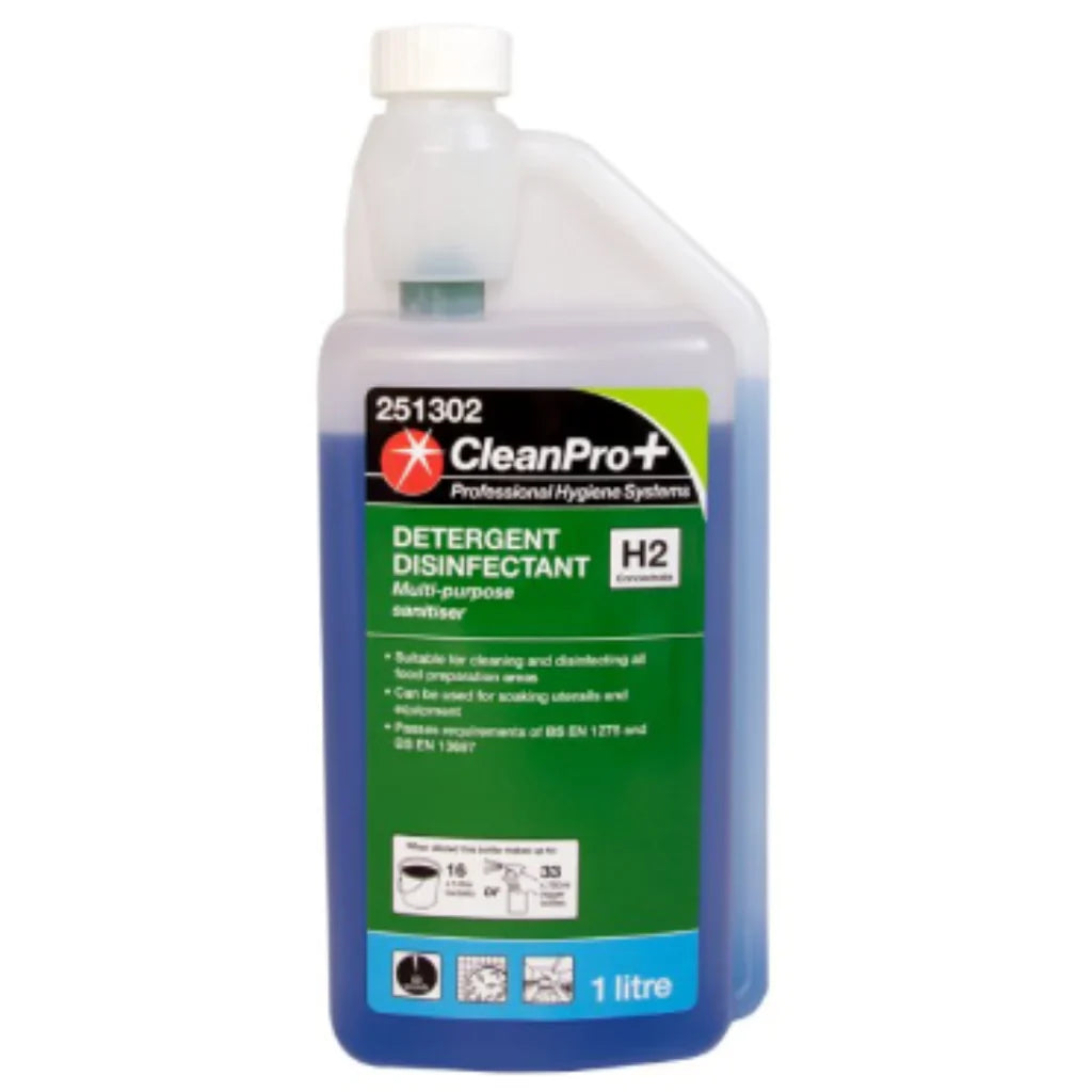 CleanPro+ Detergent Disinfectant H2 Concentrate 1 Litre