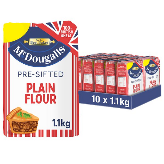 McDougalls Pre-Sifted Plain Flour 1.1kg (Pack of 10)
