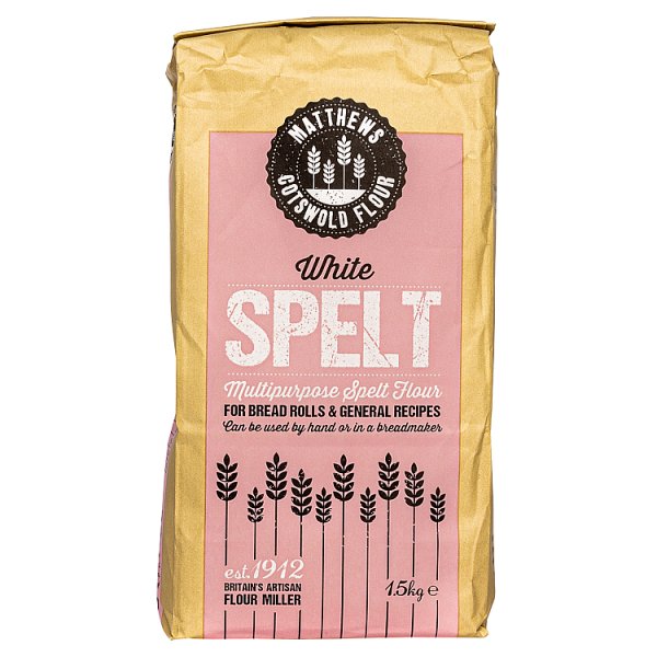 Matthews Cotswold Flour White Spelt Multipurpose Spelt Flour 1.5kg (Pack of 5)